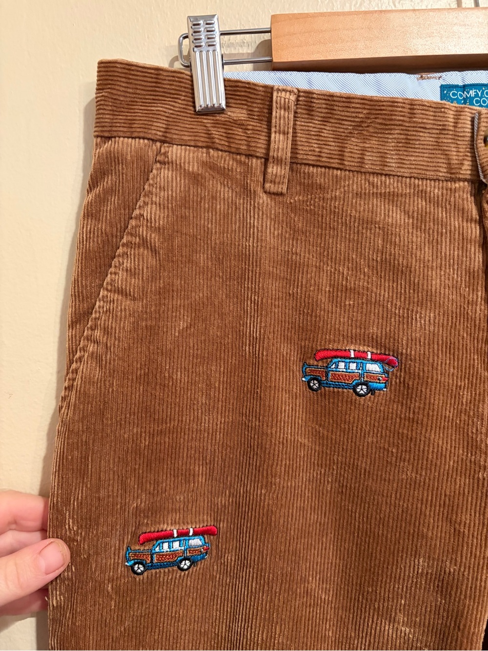 KJP Comfy Campfire Cords Little Wagon & Boat Themed Men’s Pants, Retro Outdoor - Picture 3 of 8